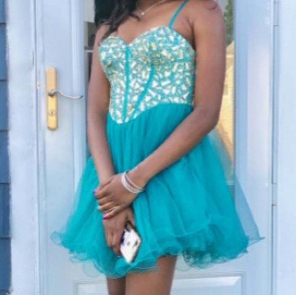 👗 Blue Tulle short Prom dress🛍